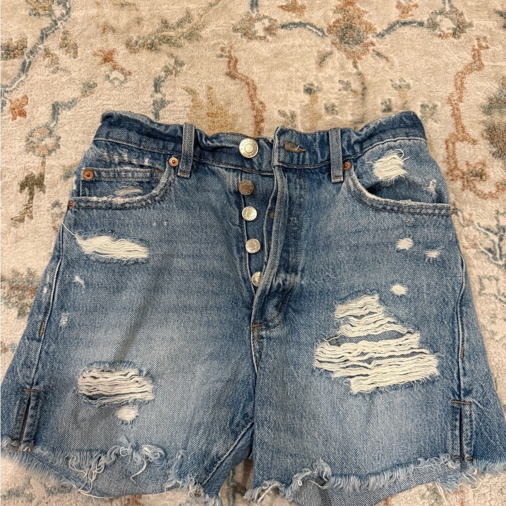 Garage Blue Distressed Jean Shorts